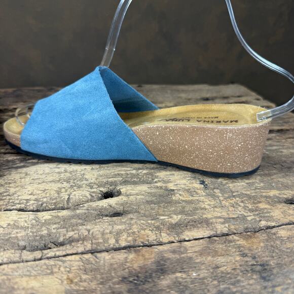 Marina Luna Made in Italy Blue Suede Slide Sandals Women’s Size 6.5 Comfort - Picture 7 of 11